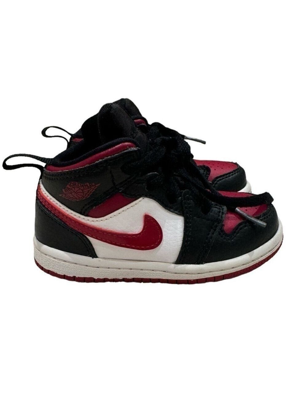 NIKE AIR JORDAN Jordan 1 MID SE “Bred Toe” hi-top sneakers -red/black/white - 7C